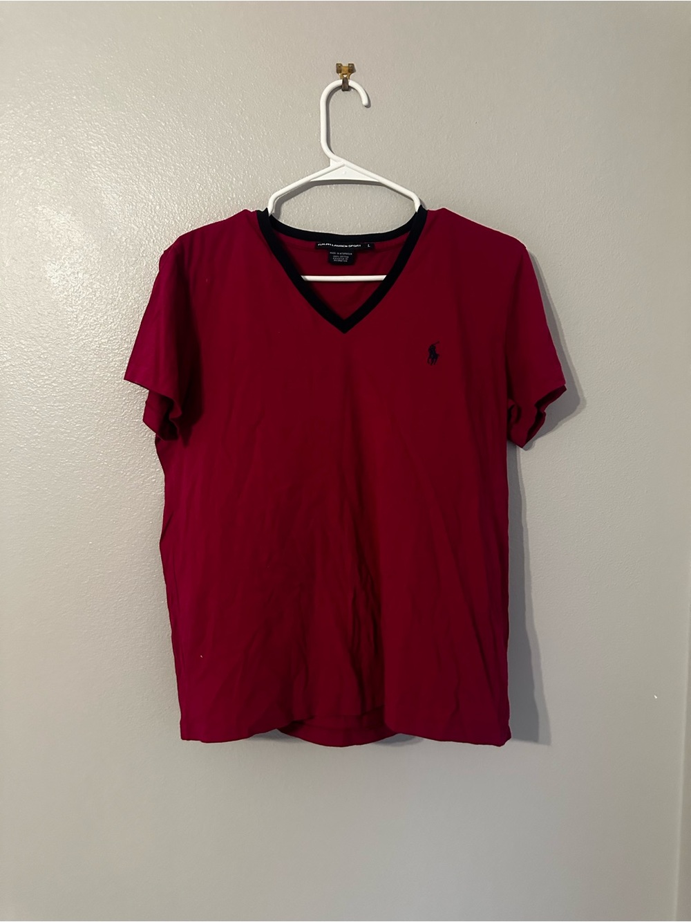 Polo by Ralph Lauren Women’s Magenta V-Neck Short Sleeve T-Shirt